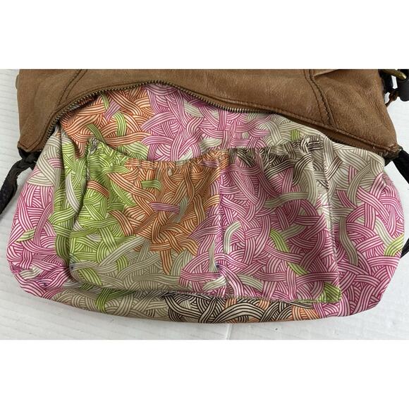 The Sak Kendra Purse Brown Two Tone Leather Medium Shoulder Hobo Bag Some Wear - Picture 11 of 11